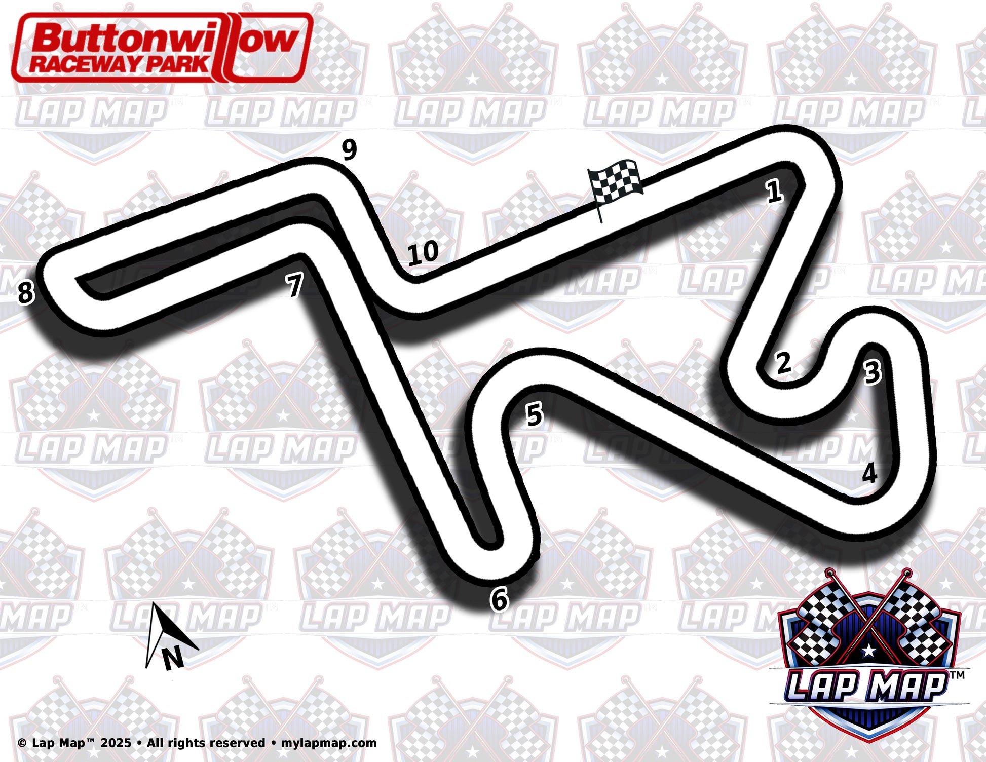 Buttonwillow Raceway Circuit Track Map lap map