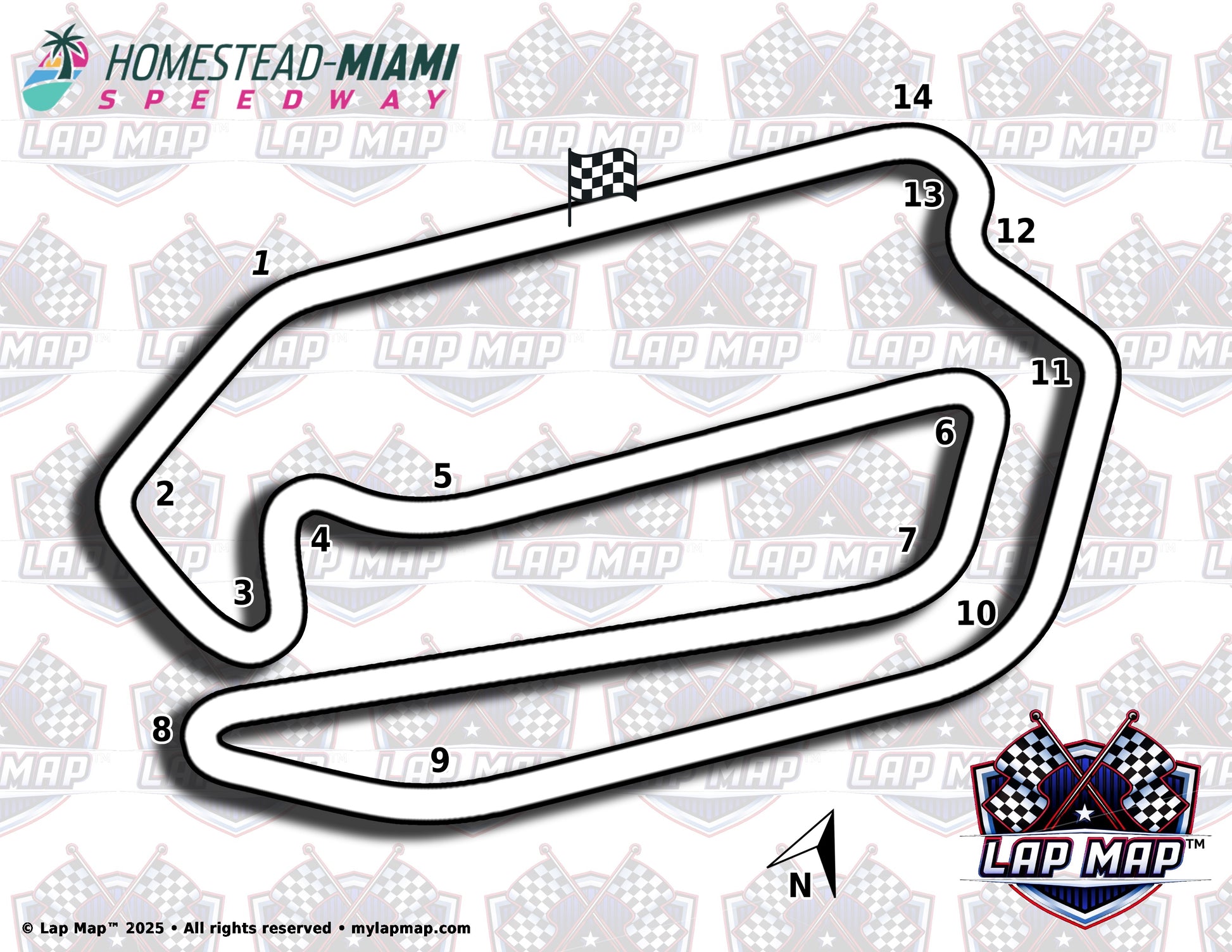 Homestead Miami Speedway track map lap map