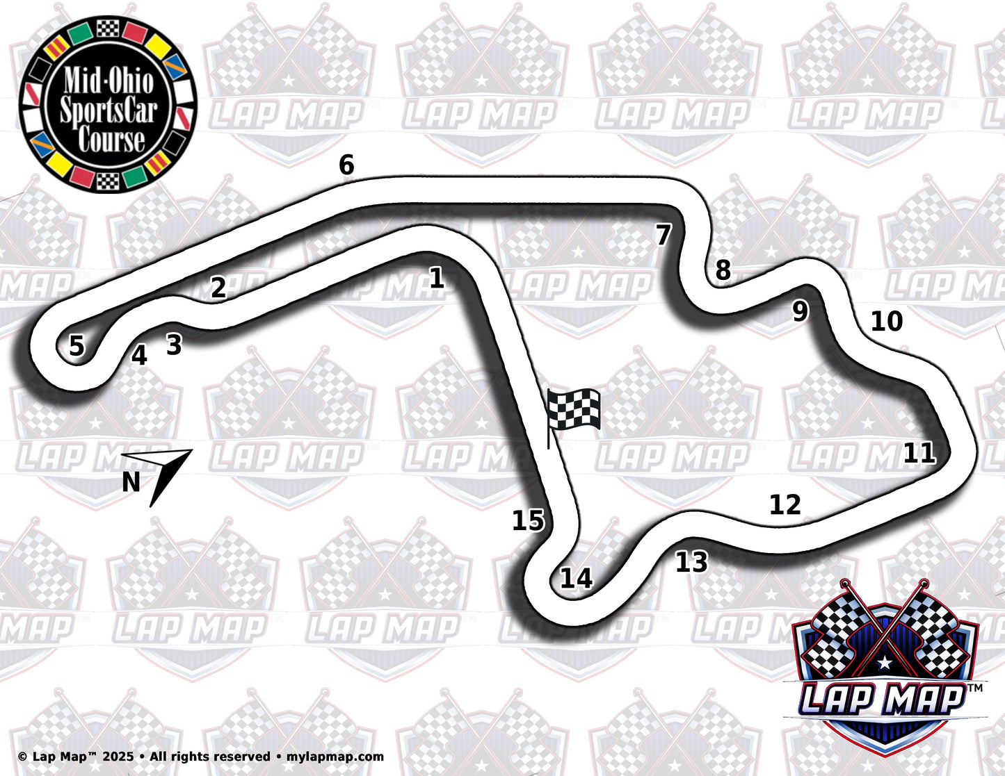 Mid Ohio Sports Car Course track map lap map
