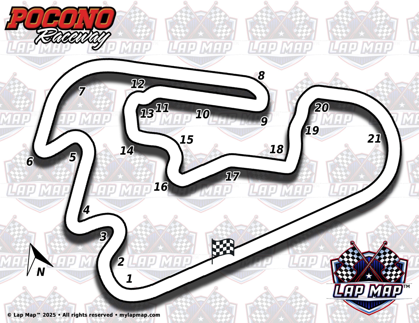 Pocono Raceway Track Map - N/S Mega Course 5