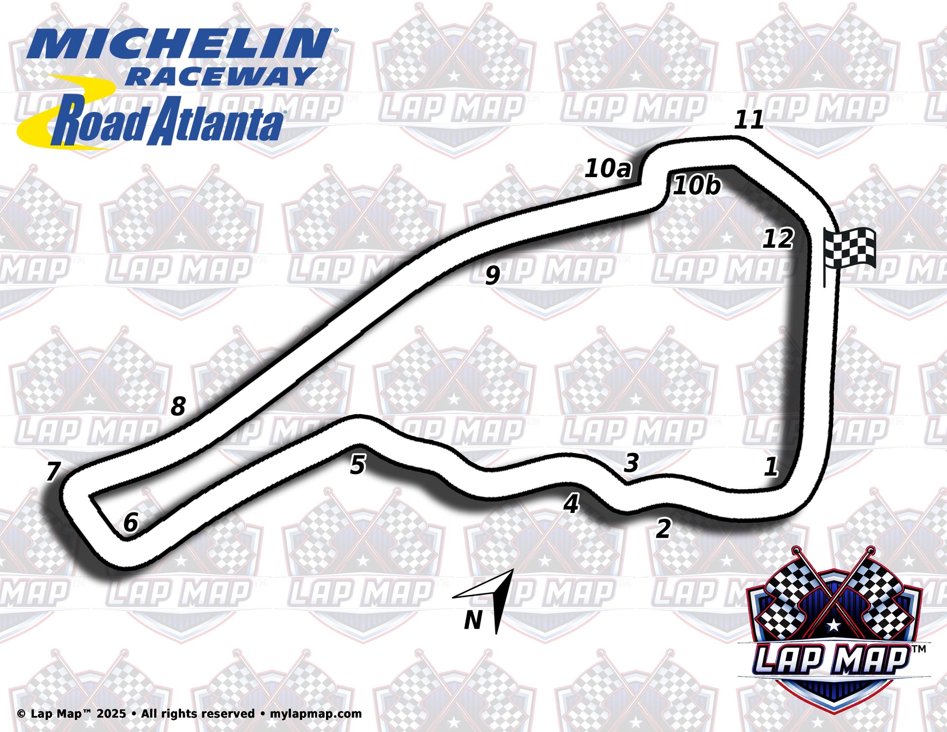 Road Atlanta track map lap map