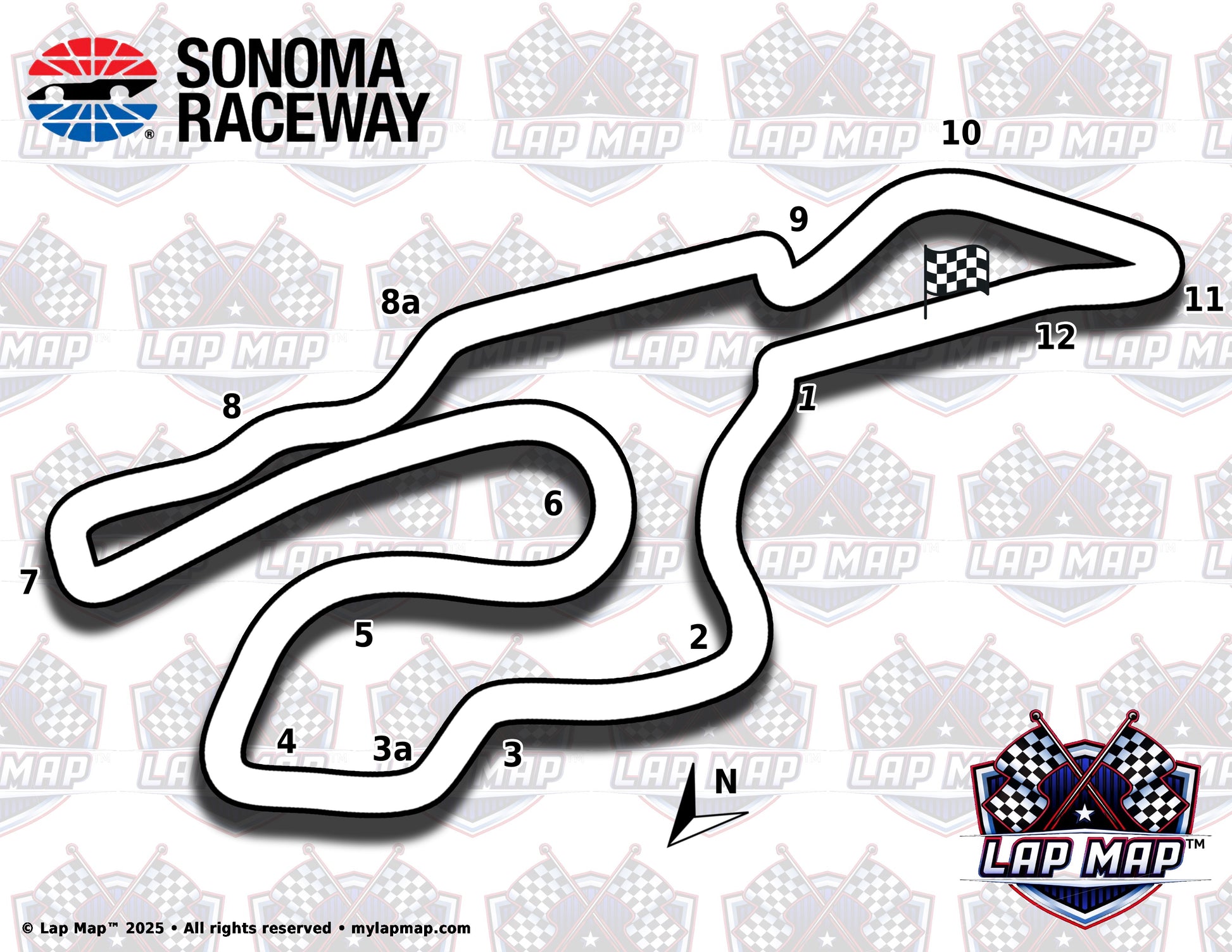 Sonoma Raceway Track Map - AMA Course track map lap map