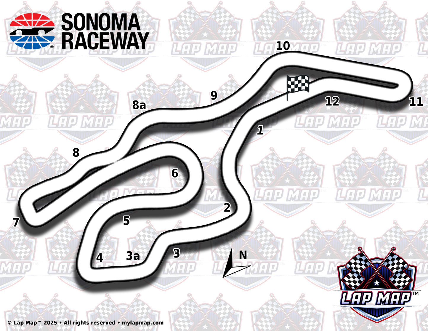Sonoma Raceway Track Map - Full Course track map lap map