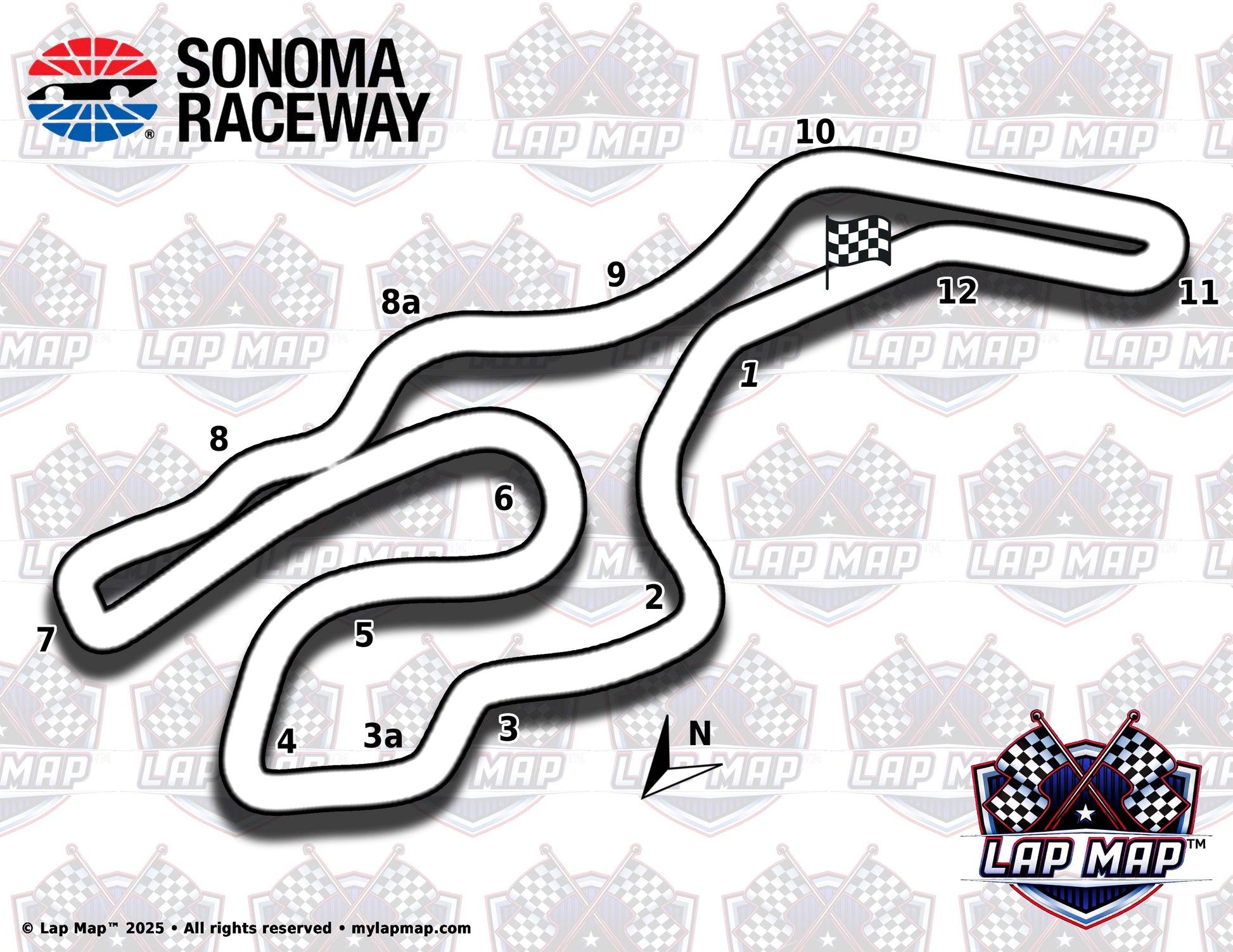 Sonoma Raceway Track Map - Full Course track map lap map