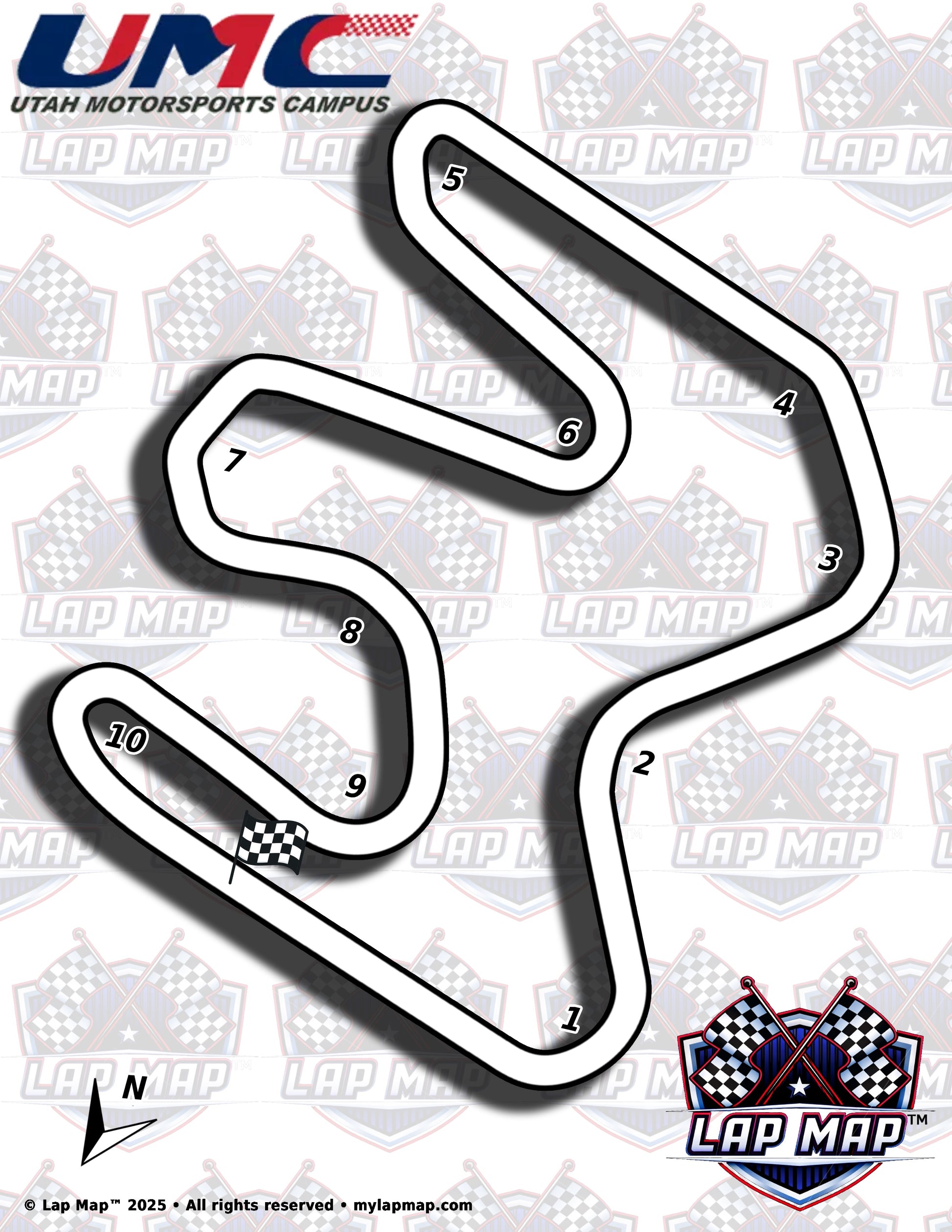 Utah Motorsports Park Track Map - West Course track map lap map